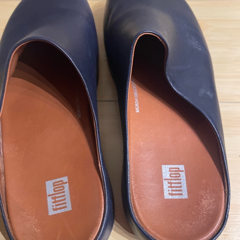 Fitflop Navy Leather Slip-On Mules - Picture 6 of 8